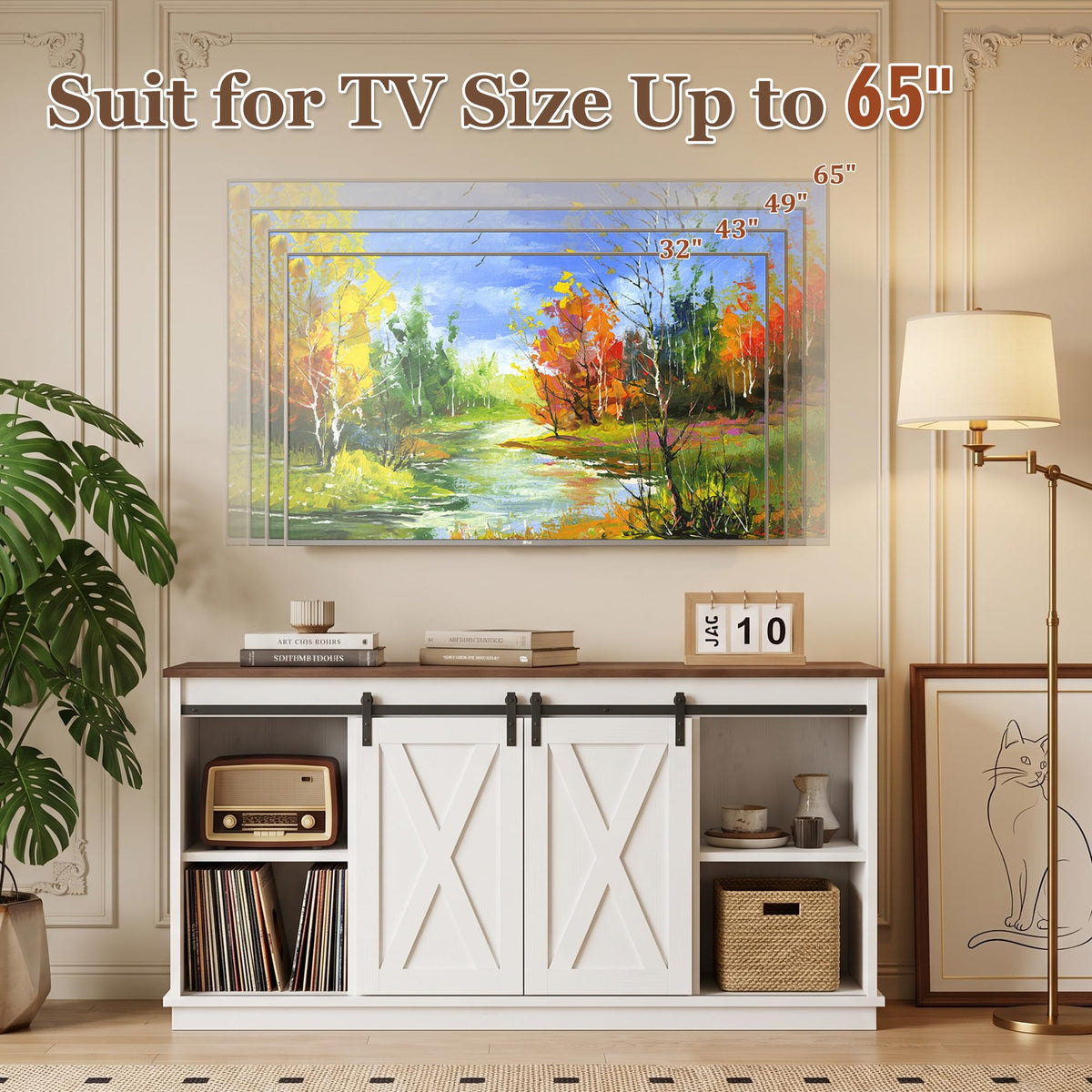White TV Stand with Storage M36891