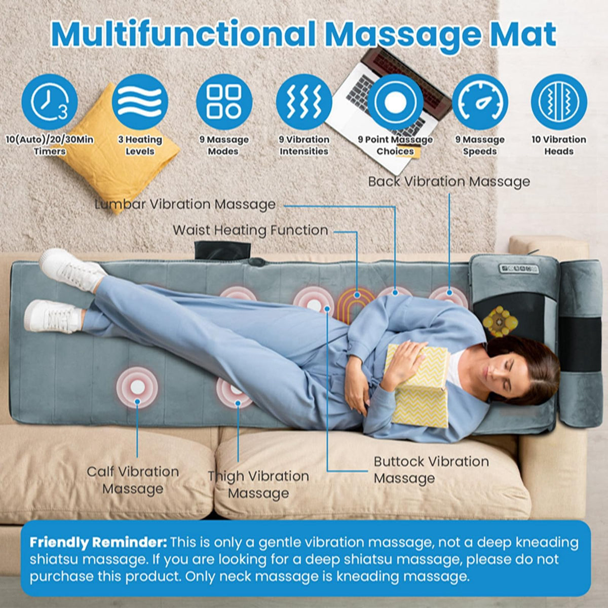 Full Body Massage Mat with Heat J197