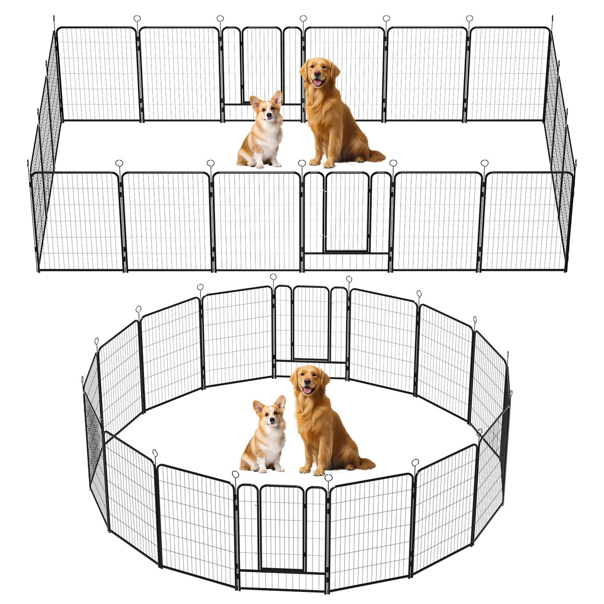 16-Panel Heavy-Duty Metal Dog Playpen F437