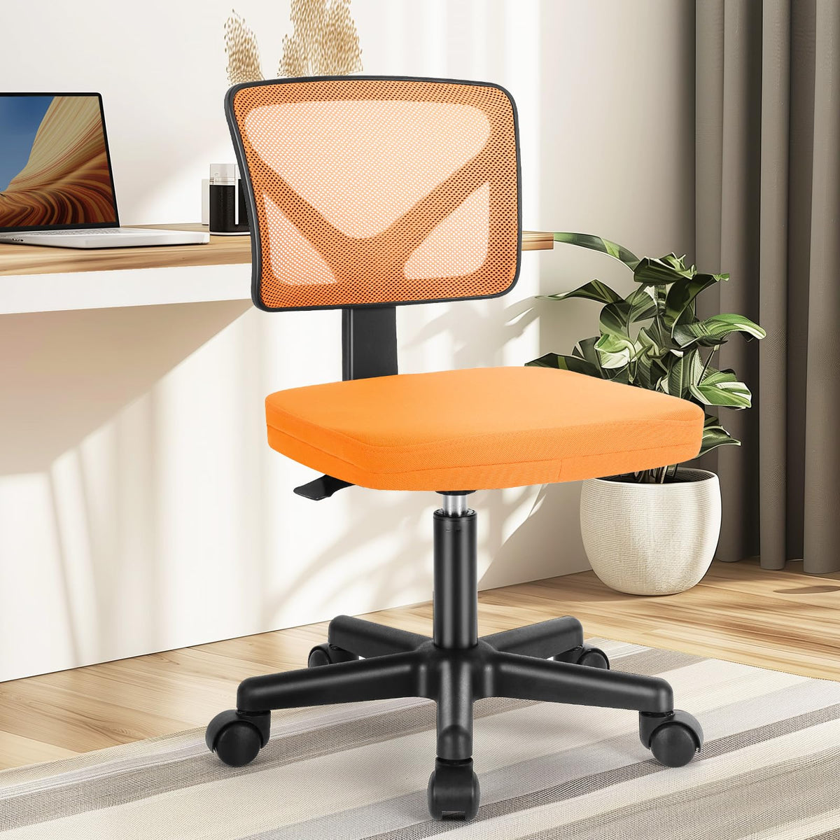 Orange Mesh Ergonomic Adjustable Swivel Rolling Office Chair U51085