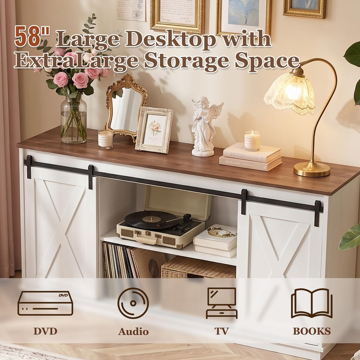 White TV Stand with Storage M36891