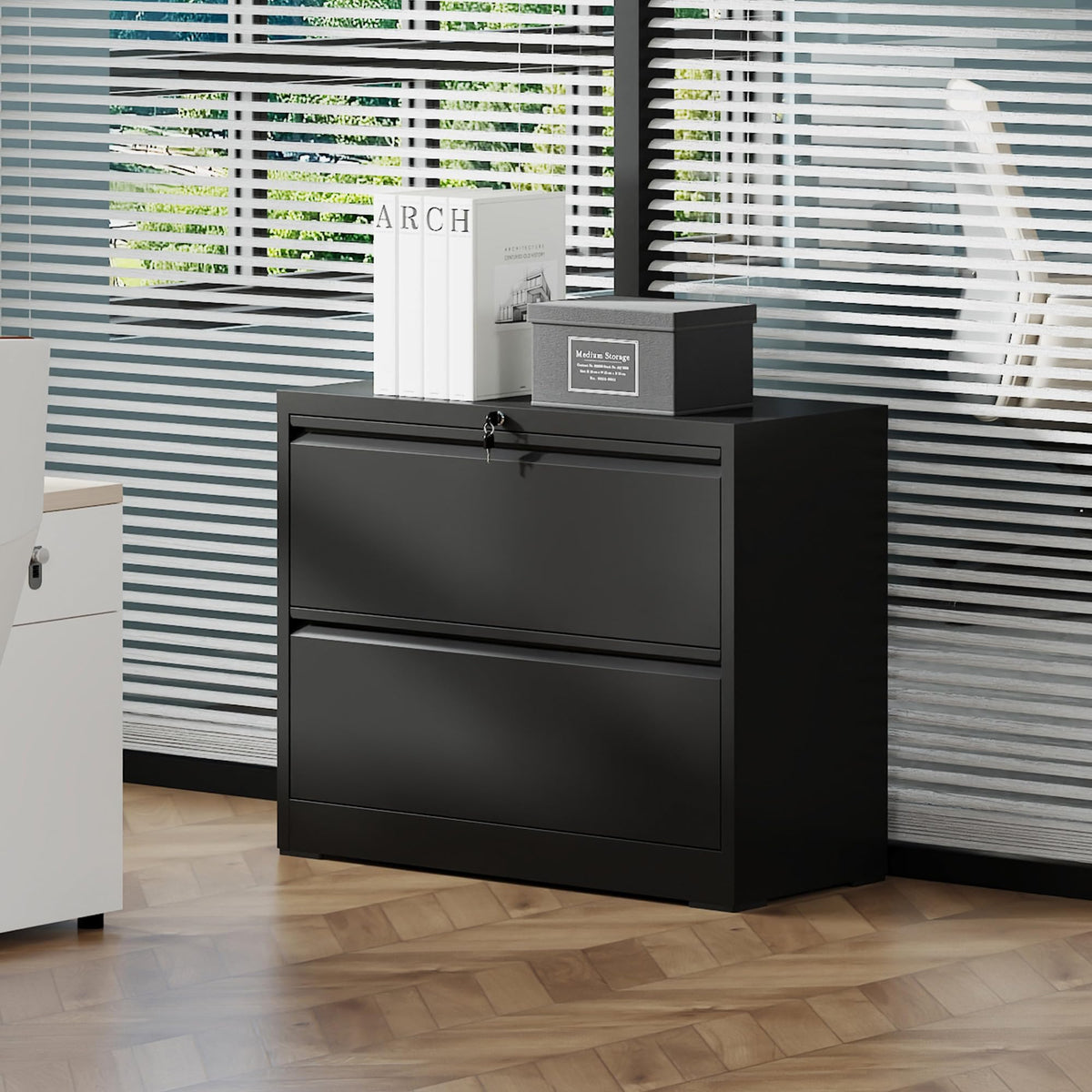 2 Drawer Black Metal File Cabinet with Lock X1410