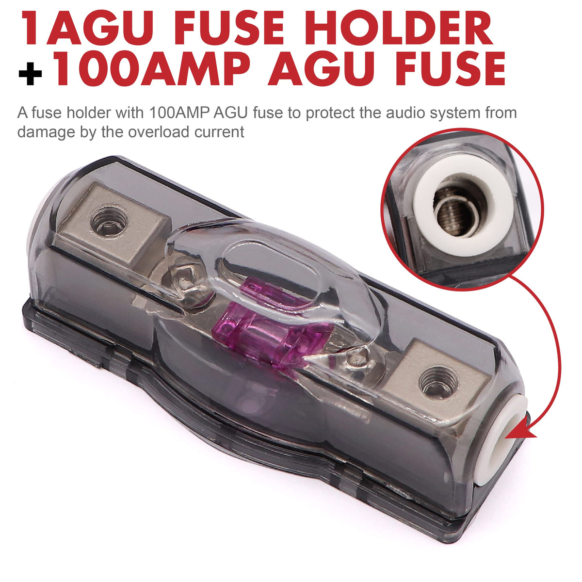 0 Gauge 3000W Amp Wiring Kit with 100A AGU Fuse L288628