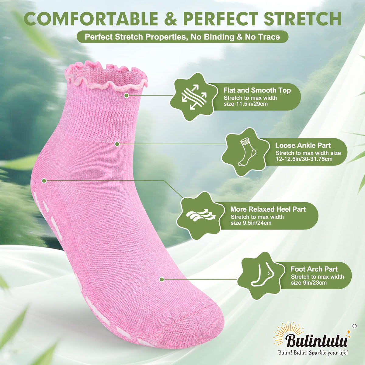 Non Slip Diabetic Socks for Women 6 Pairs Size 9-11 J7274