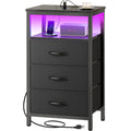 3 Drawer Nightstand with Charger Station and LED Lights H29276