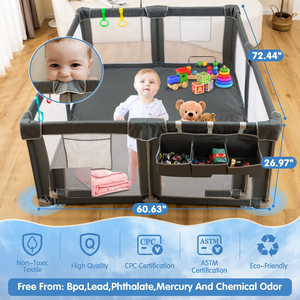 Foldable Baby Playpen with Mat T7089