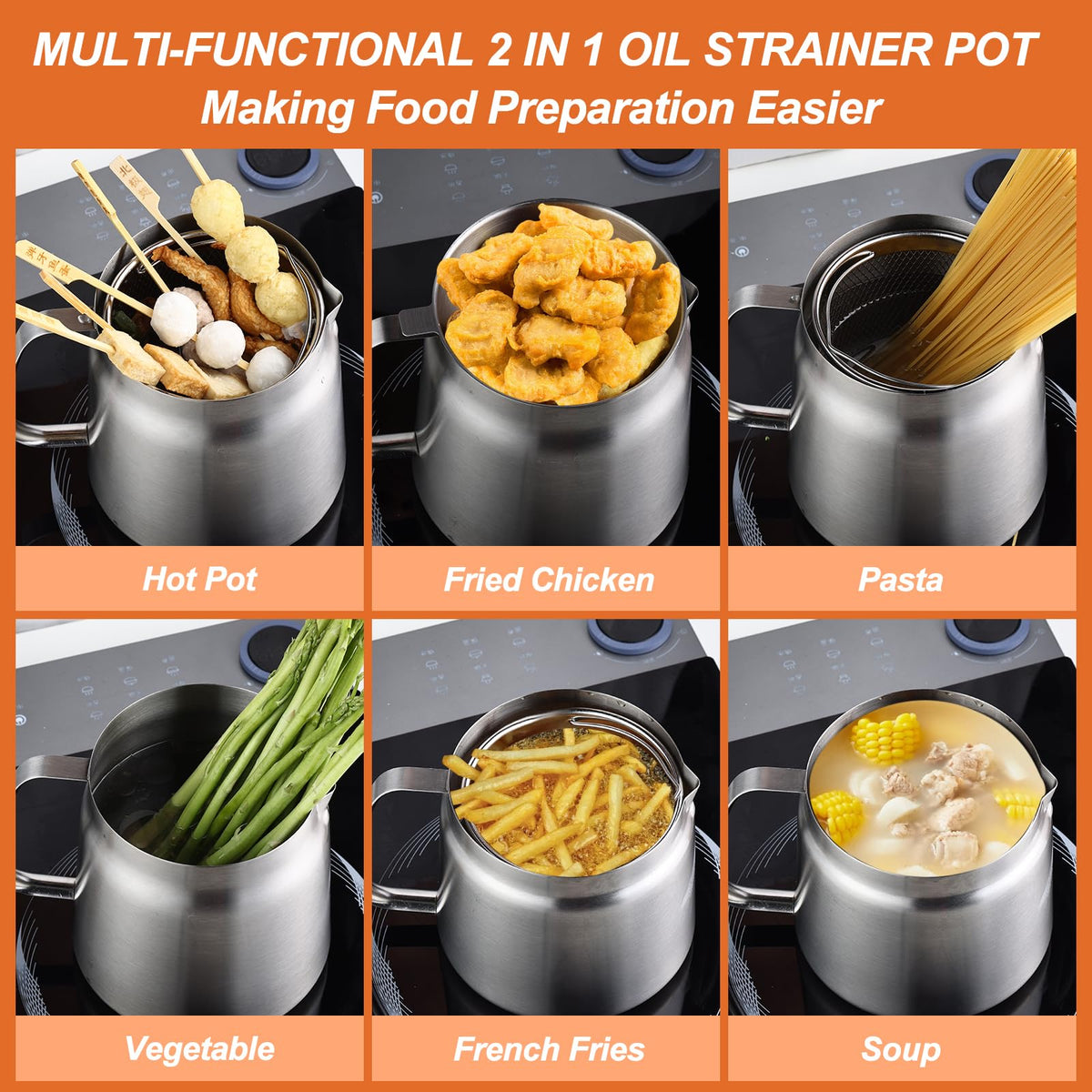 304 Stainless Steel Deep Fryer with Basket T18365