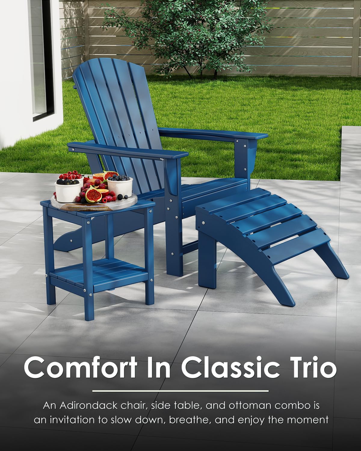 Oversized Adirondack Chairs Set of 2 HDPE All Weather Blue Z2753