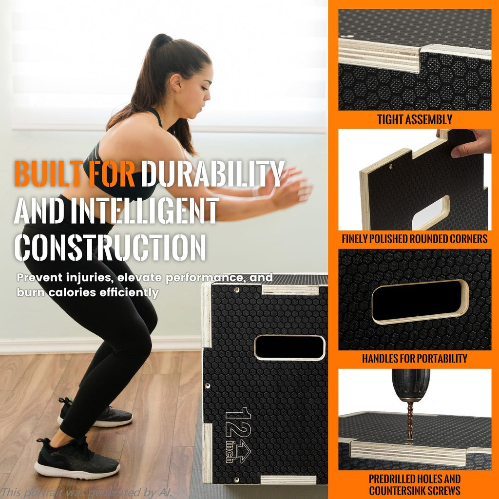 3-in-1 Non-Slip Wood Plyo Box U362407