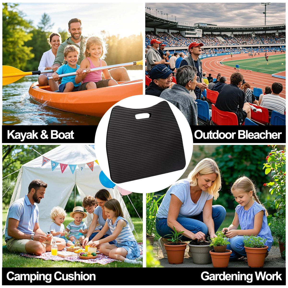 4 Pack Waterproof Portable Foam Stadium Seat Cushion with Handle A90459