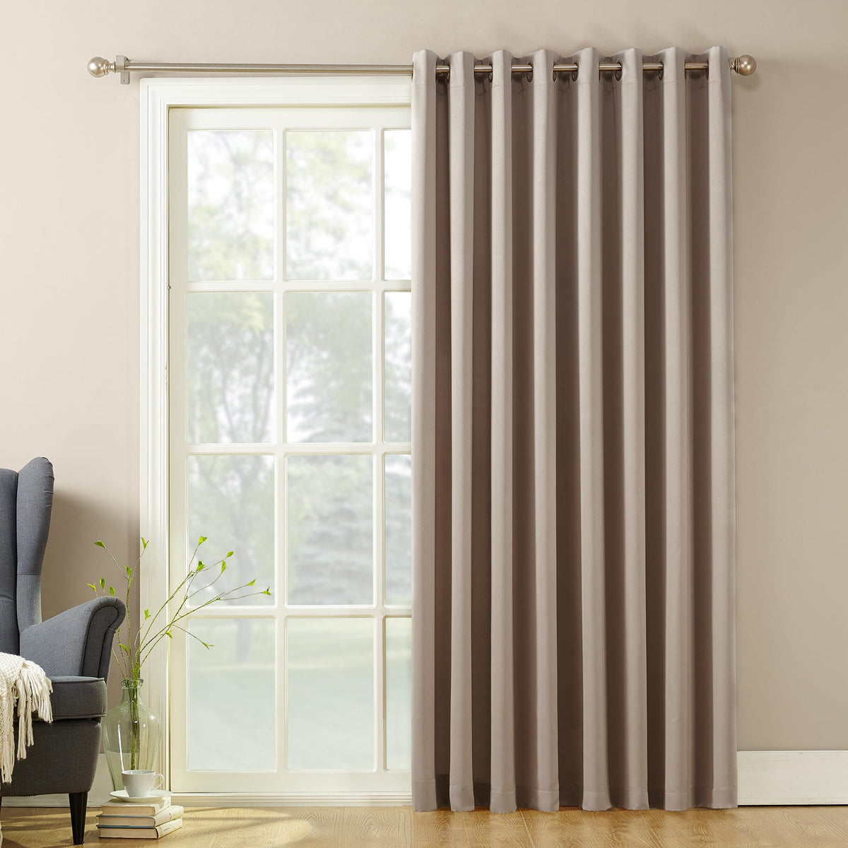 Energy Efficient Grommet Curtain Panel, 100" x 84", Stone R9066