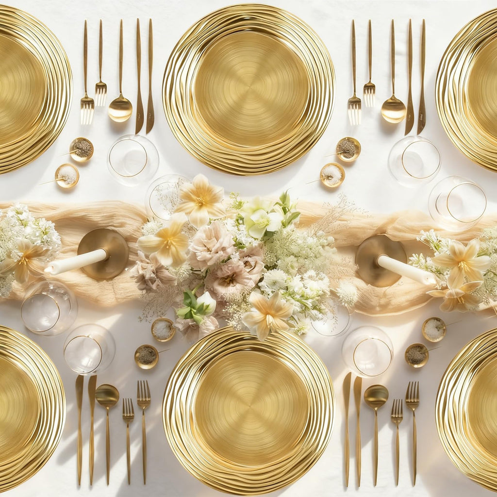 12 Pcs 13 Inch Round Gold Charger Plates M587