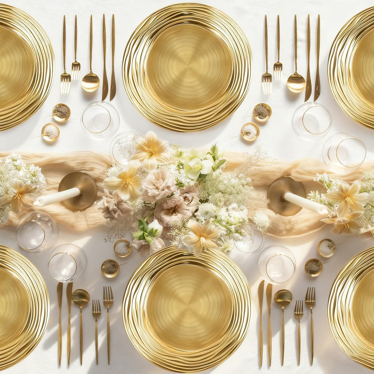 12 Pcs 13 Inch Round Gold Charger Plates M587