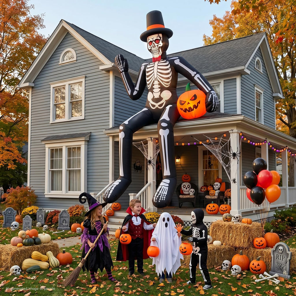 14FT Inflatable Sitting Skeleton Decorations U245581