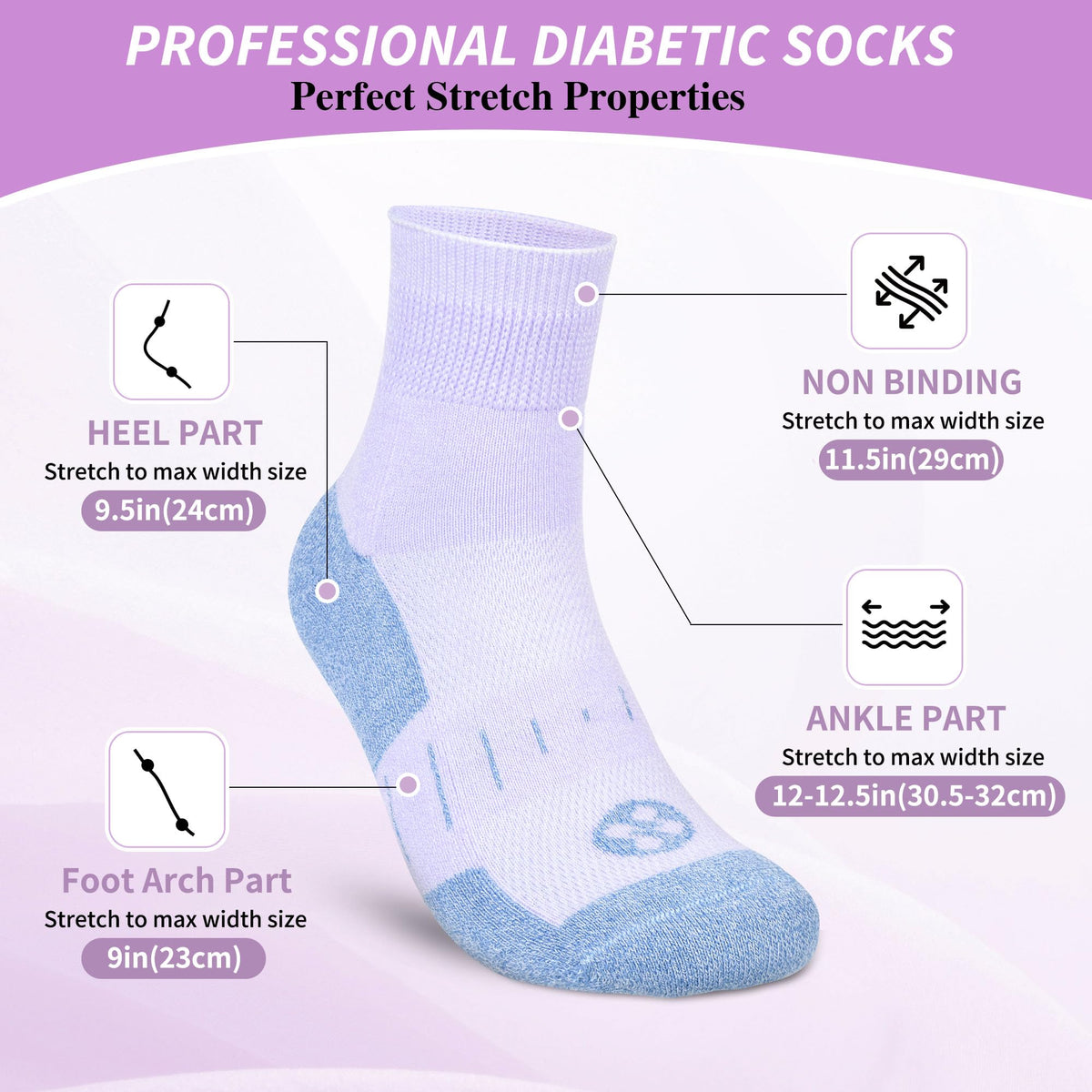 6 Pairs Wide Bamboo Viscose Non Binding Socks Z140785