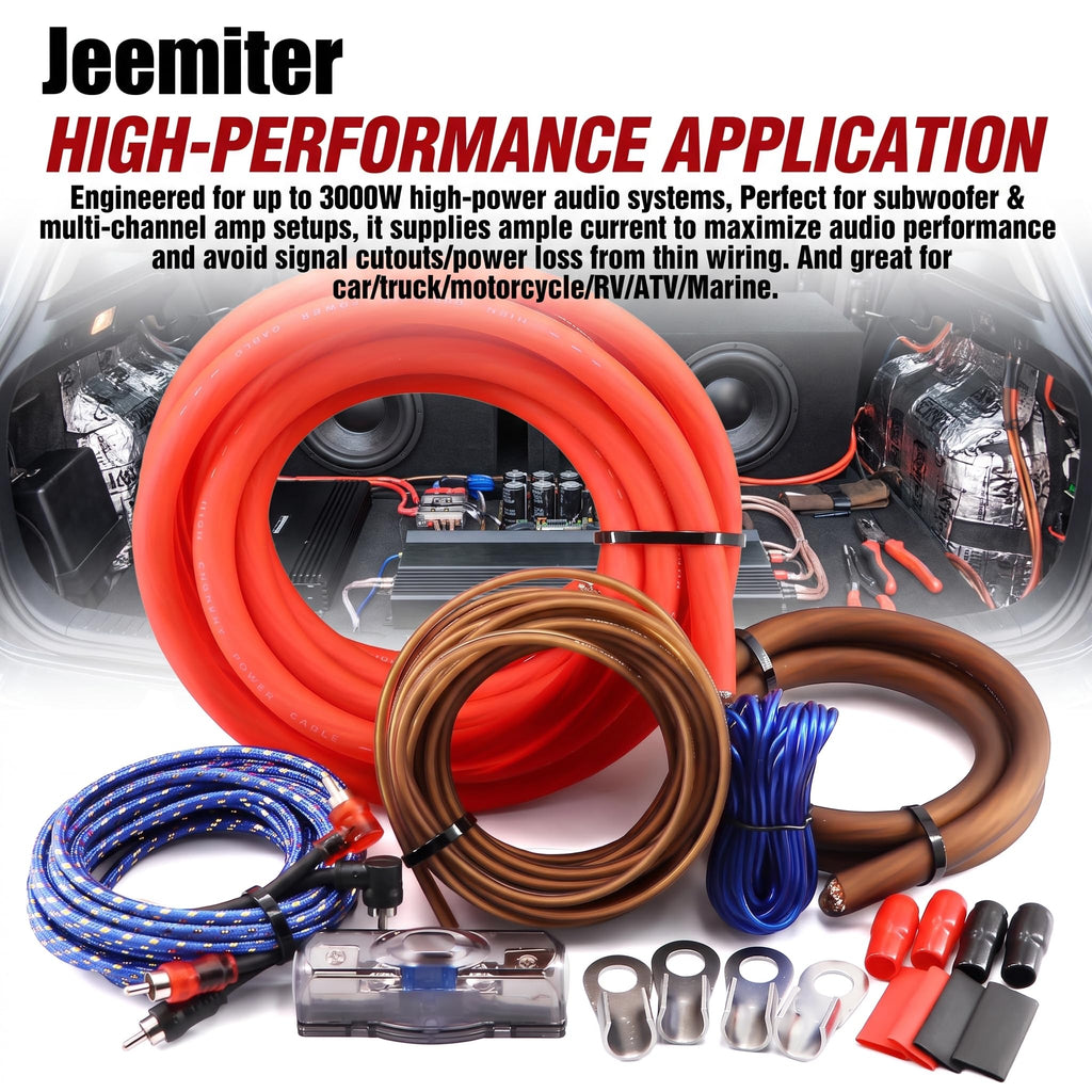 0 Gauge 3000W Amp Wiring Kit with 100A AGU Fuse L288628