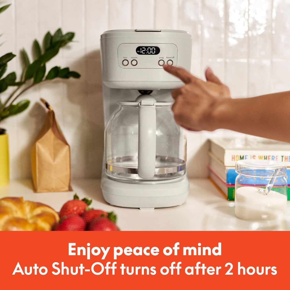 12-Cup Programmable Coffee Maker with Glass Carafe D462413