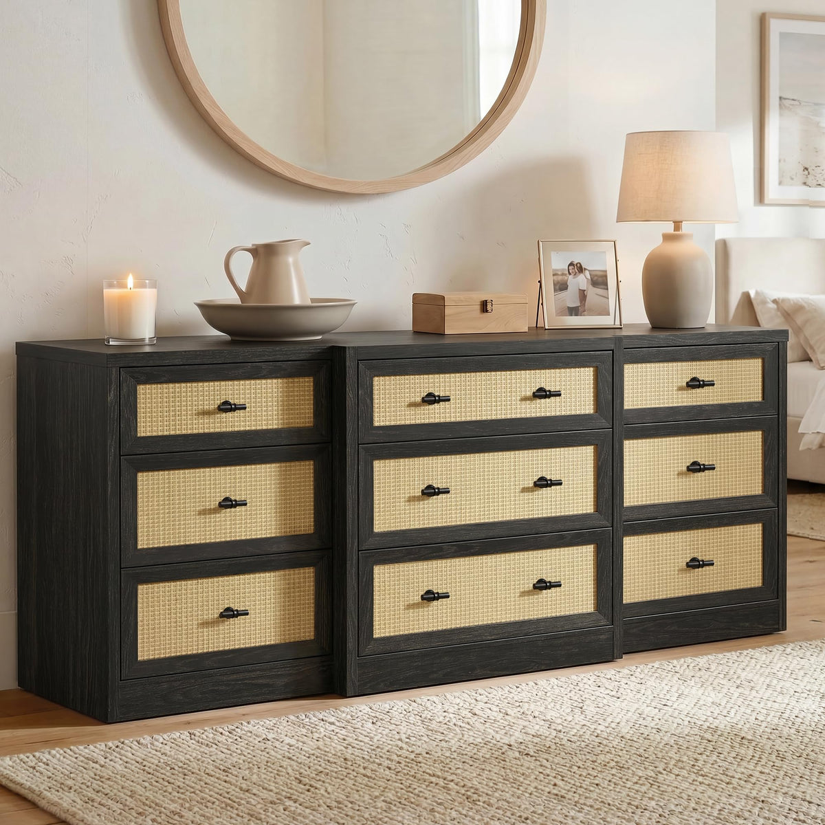 9 Drawer Rattan Dresser F2101