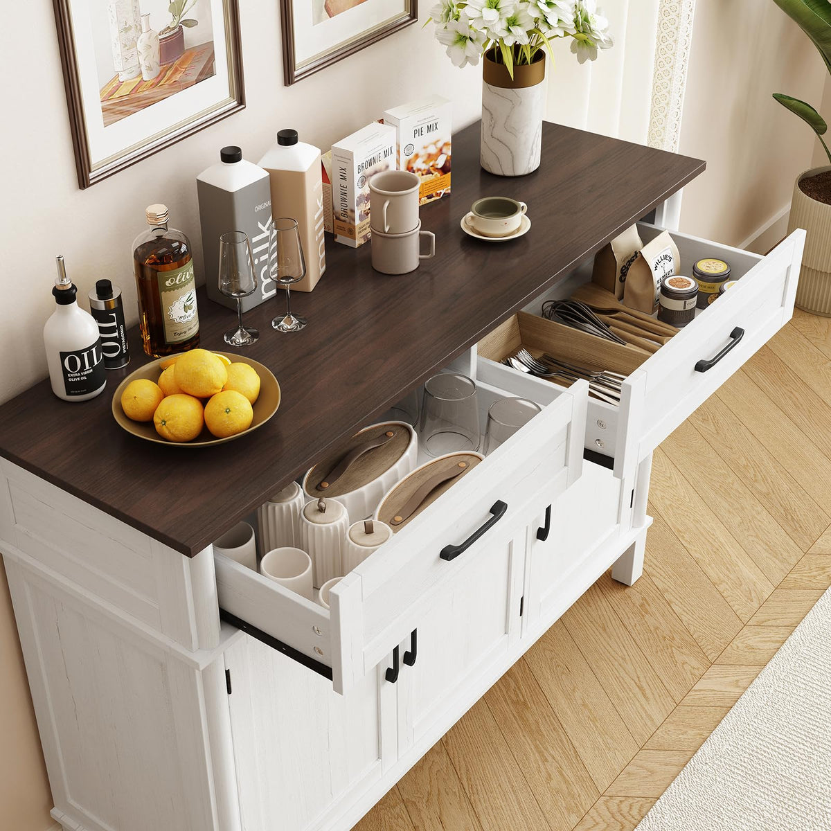 48 Inch Off White Buffet Cabinet with Storage B217945