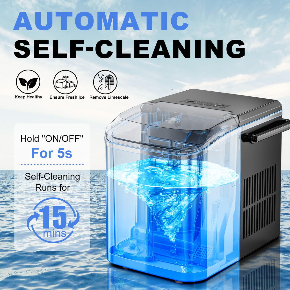 Portable Countertop Ice Maker Machine with Handle B367