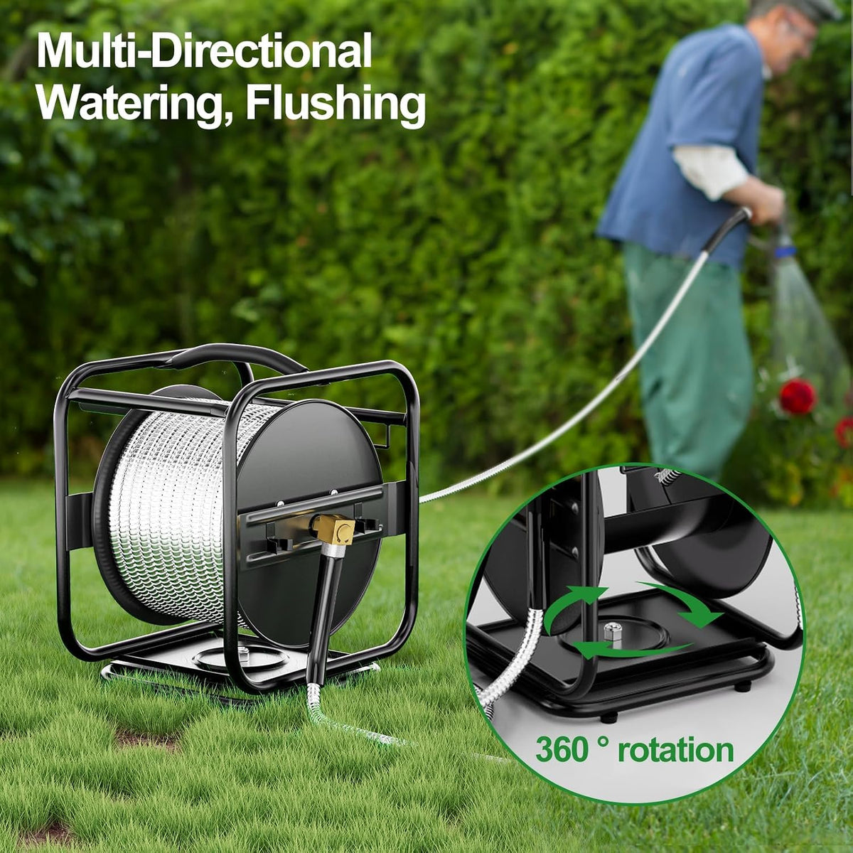 Garden Hose Reel With 100Ft Metal Water Pipe H17600