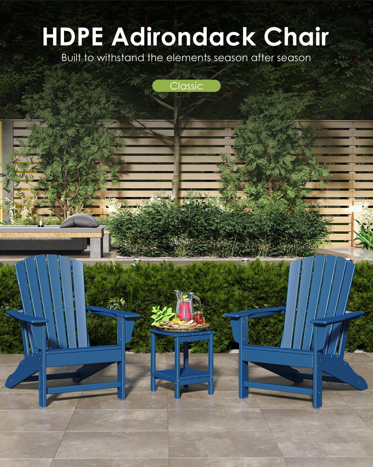 Oversized Adirondack Chairs Set of 2 HDPE All Weather Blue Z2753