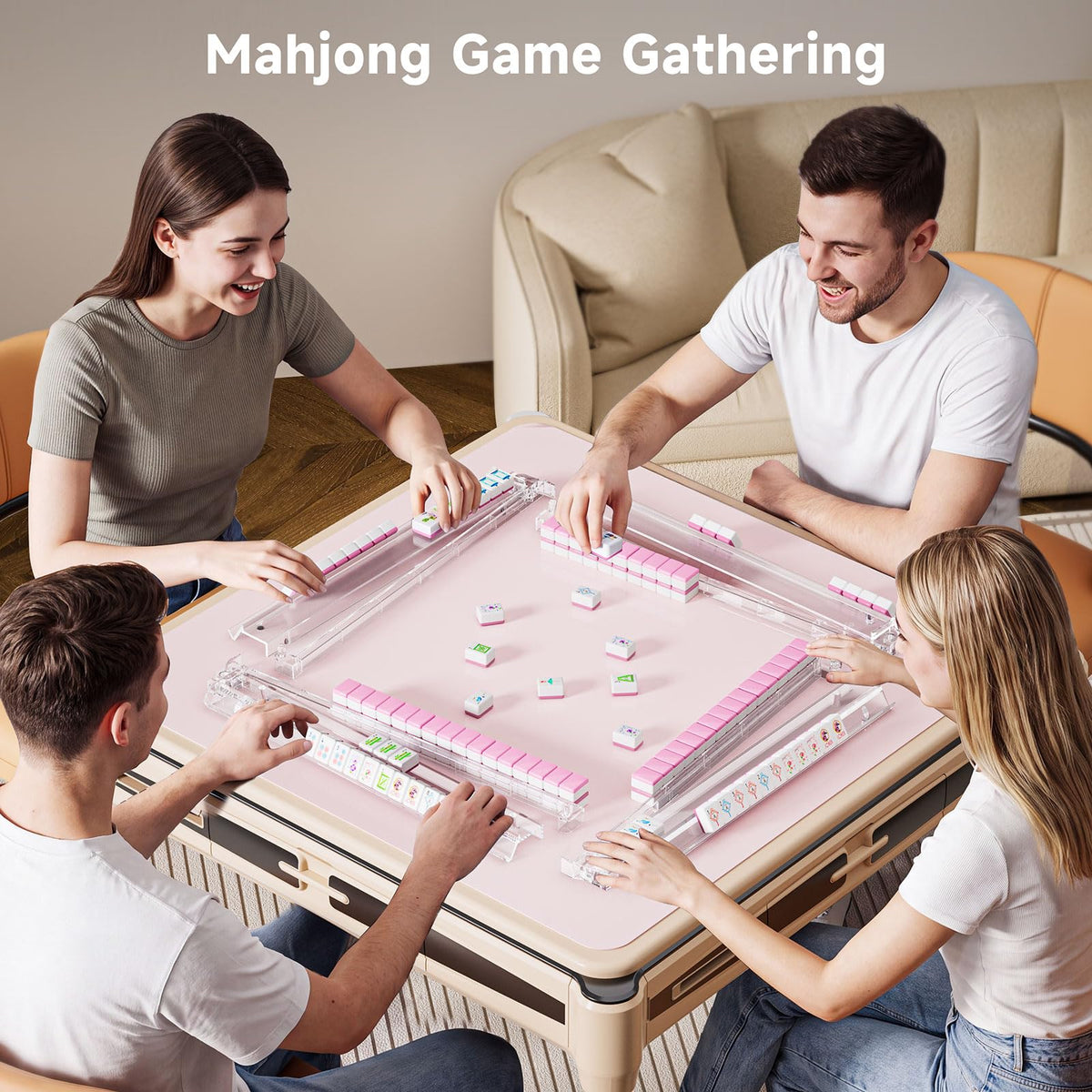 Clear Acrylic Mahjong Racks with Pushers, 4 Pack E213659