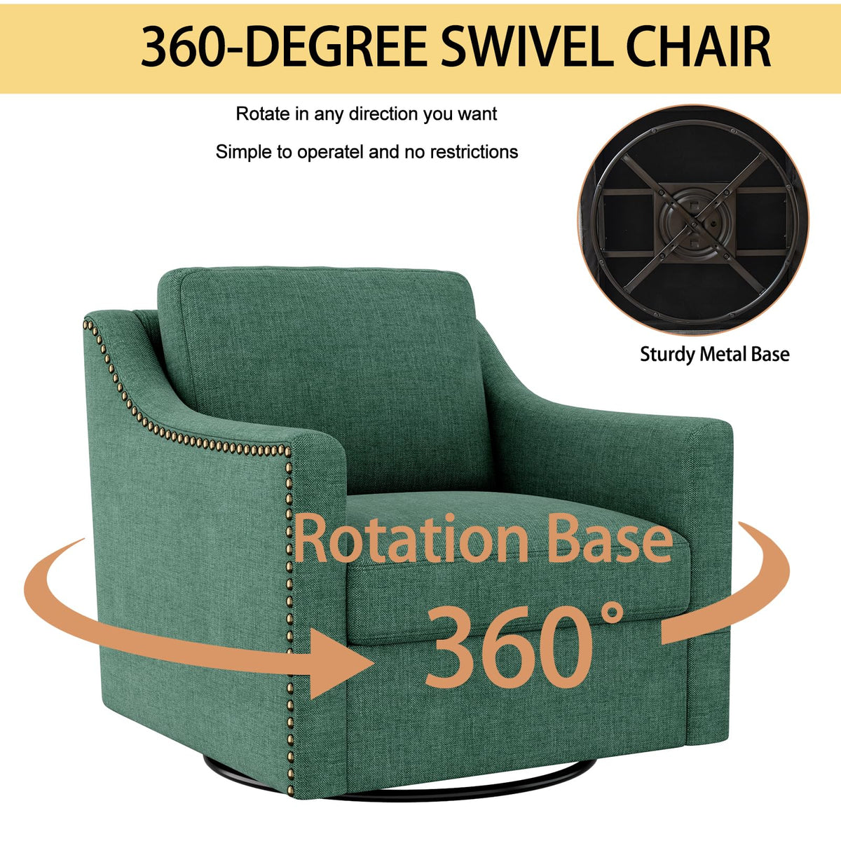 Swivel Accent Chair Set of 2 Green Armchair P958