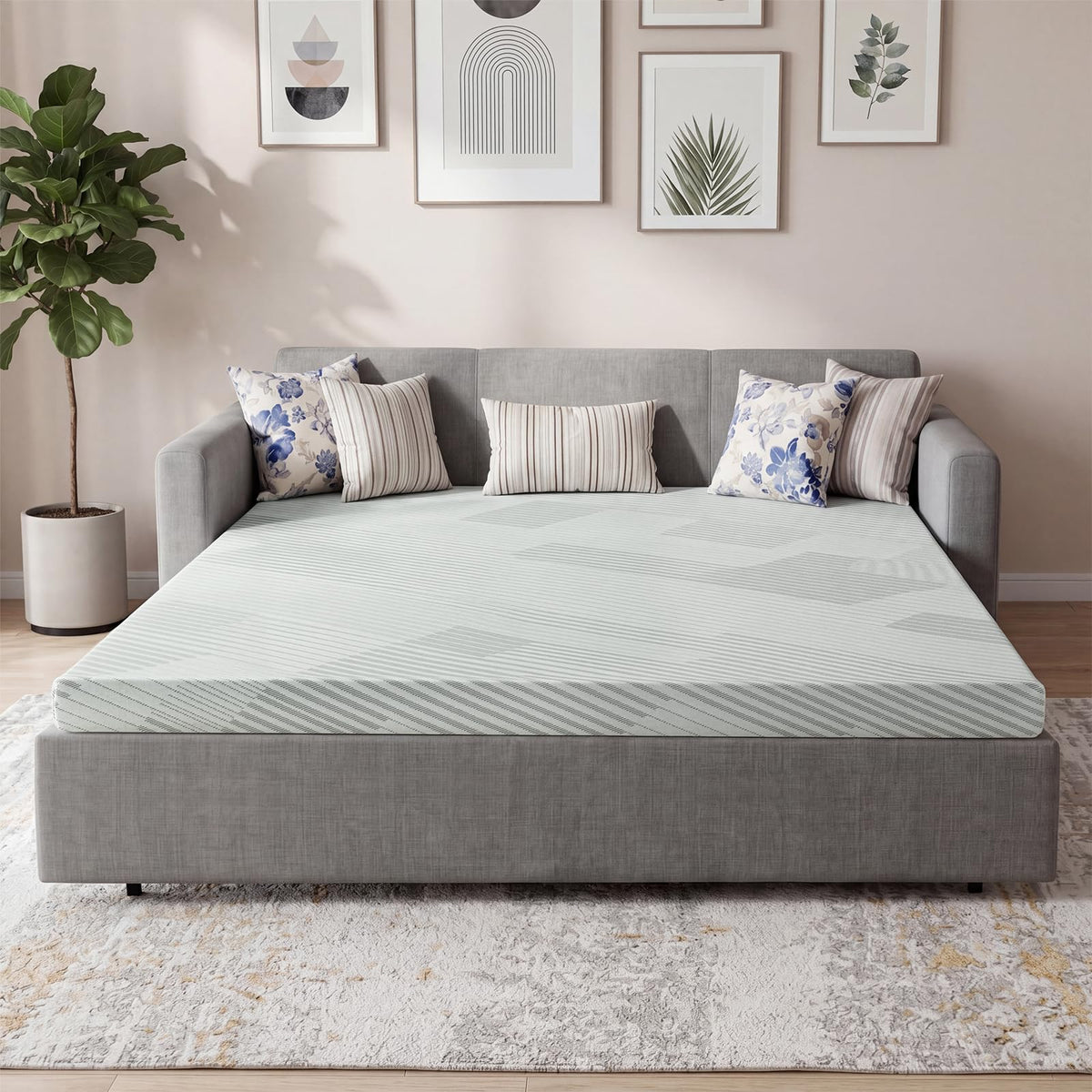 4 Inch Memory Foam Sofa Bed Mattress with Removable Washable Cover F993