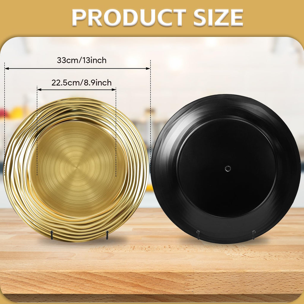 12 Pcs 13 Inch Round Gold Charger Plates M587