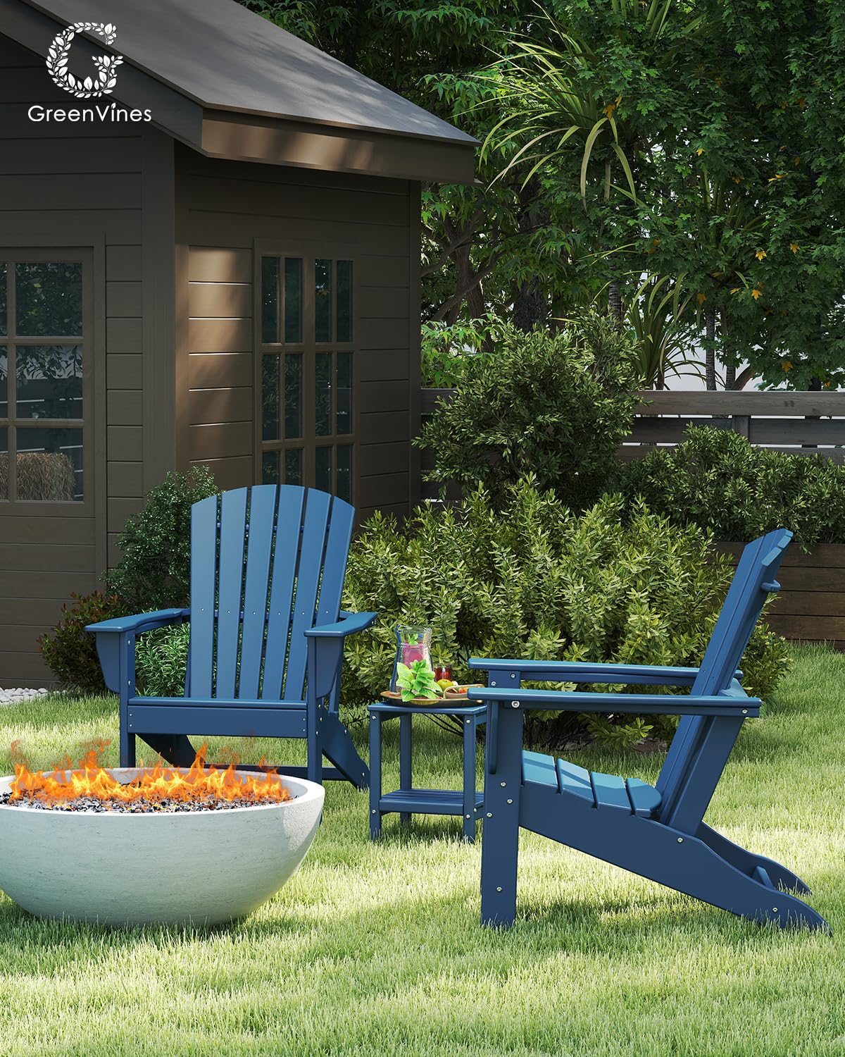 Oversized Adirondack Chairs Set of 2 HDPE All Weather Blue Z2753