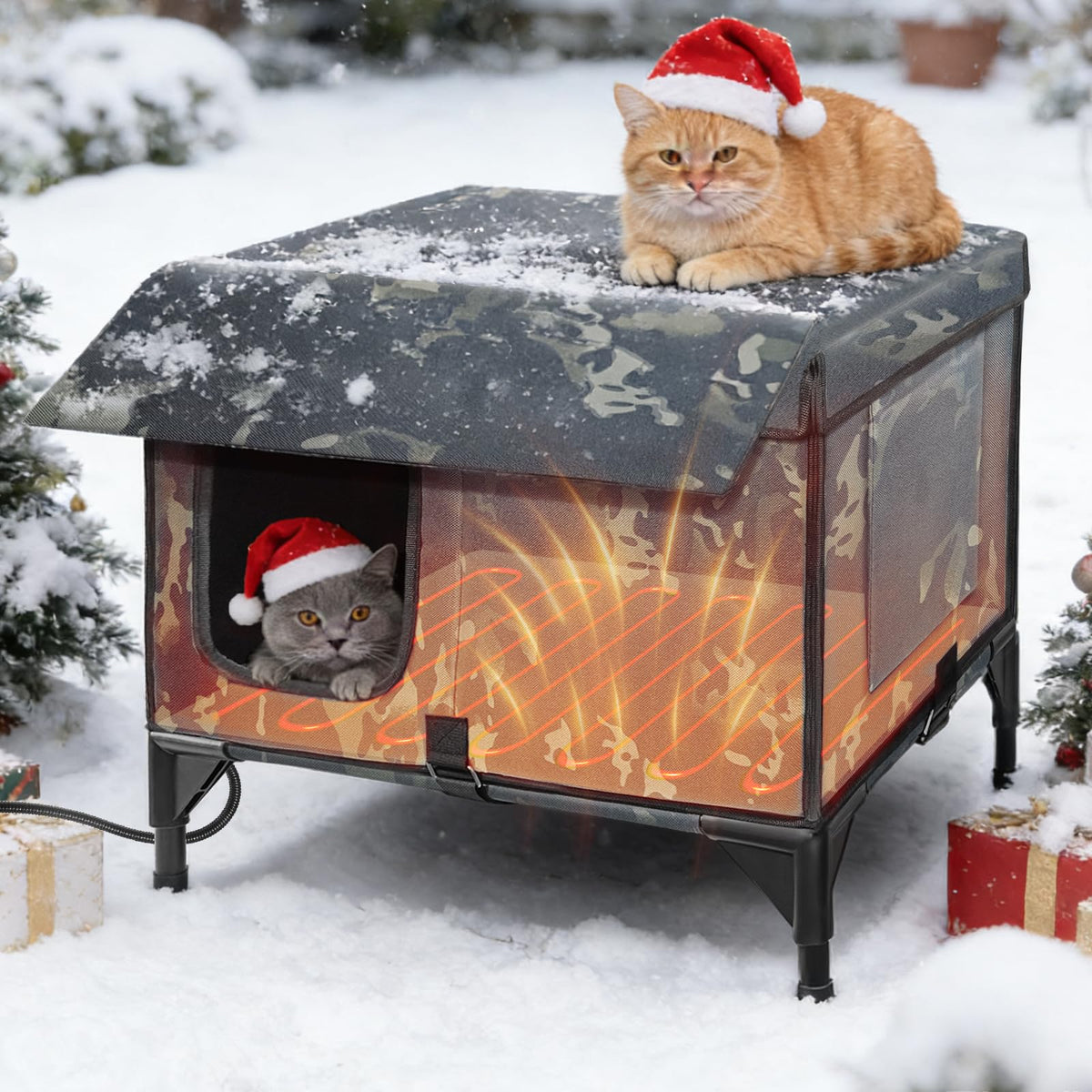 Heated Cat House with Escape Door H3081