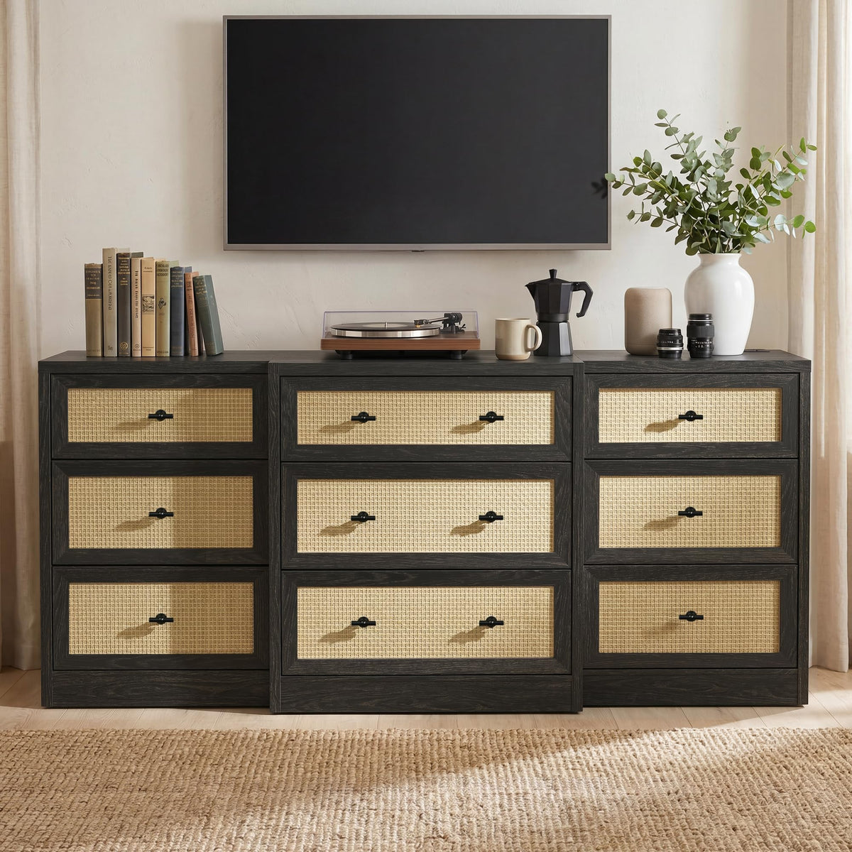 9 Drawer Rattan Dresser F2101