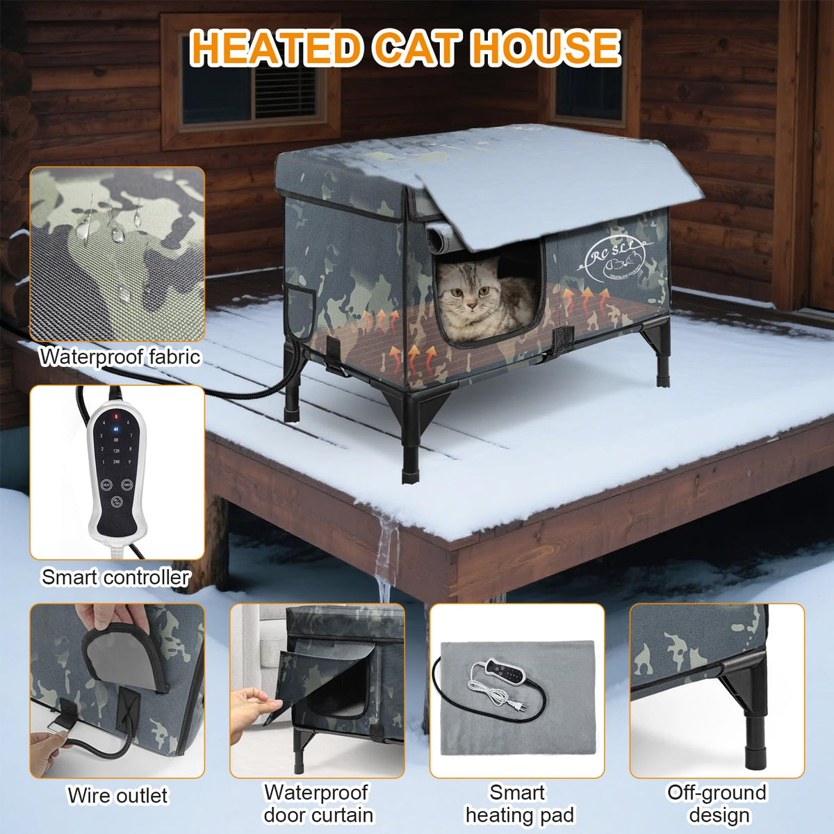 Heated Cat House with Escape Door H3081