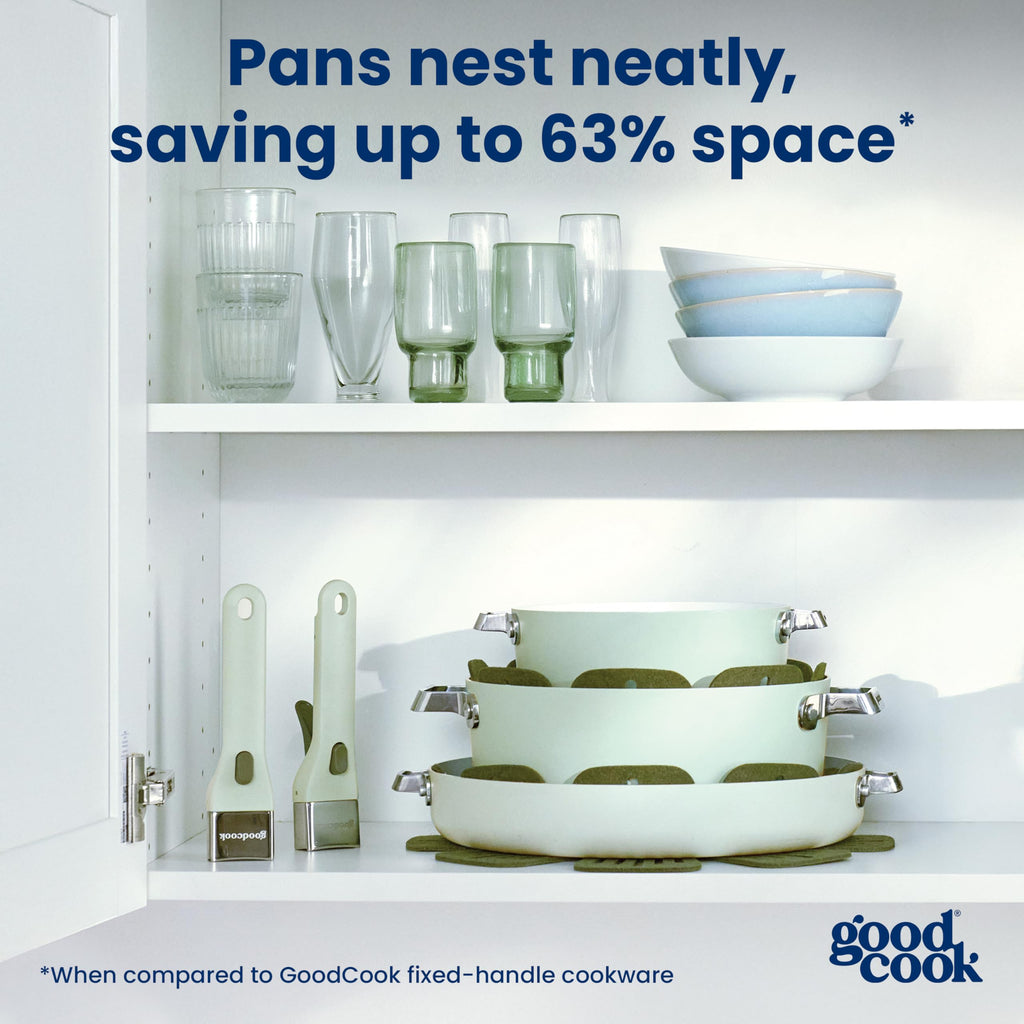 14-Piece Ceramic Cookware Set with Removable Handles, Sage Green F190