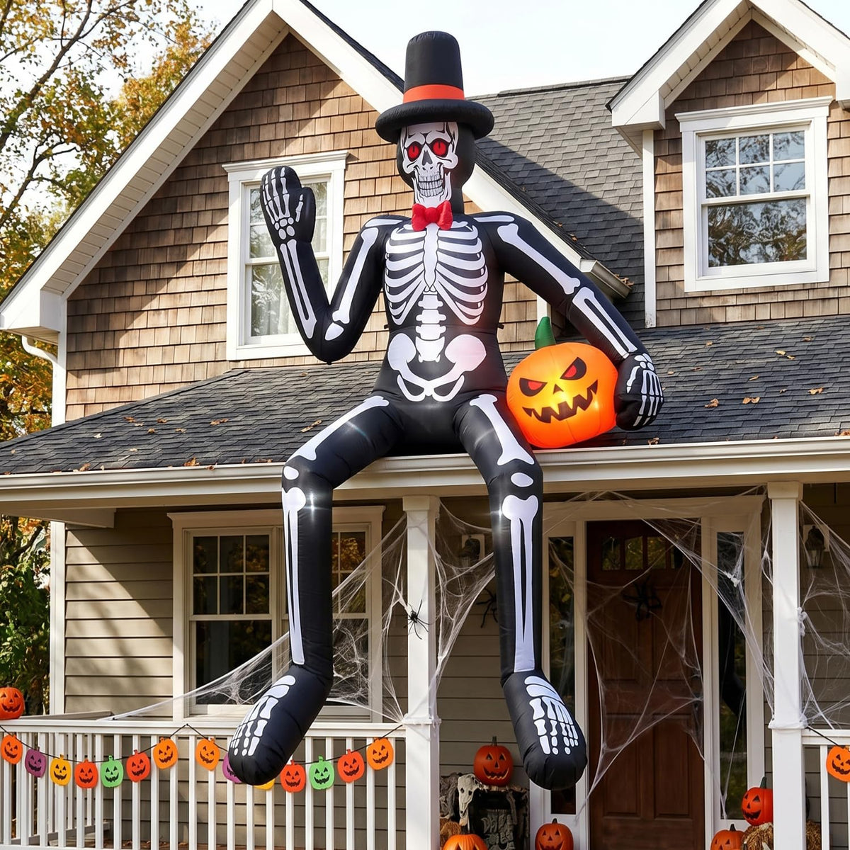 14FT Inflatable Sitting Skeleton Decorations U245581