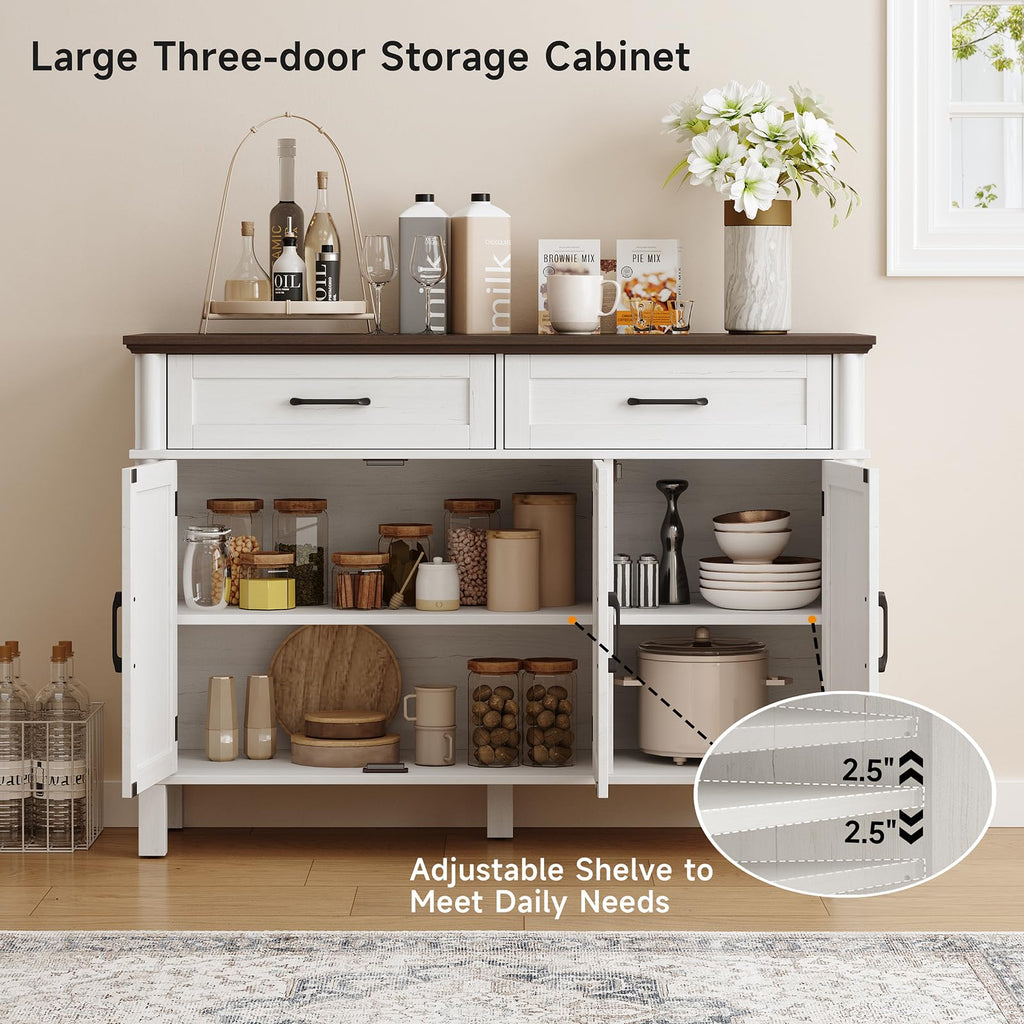 48 Inch Off White Buffet Cabinet with Storage B217945