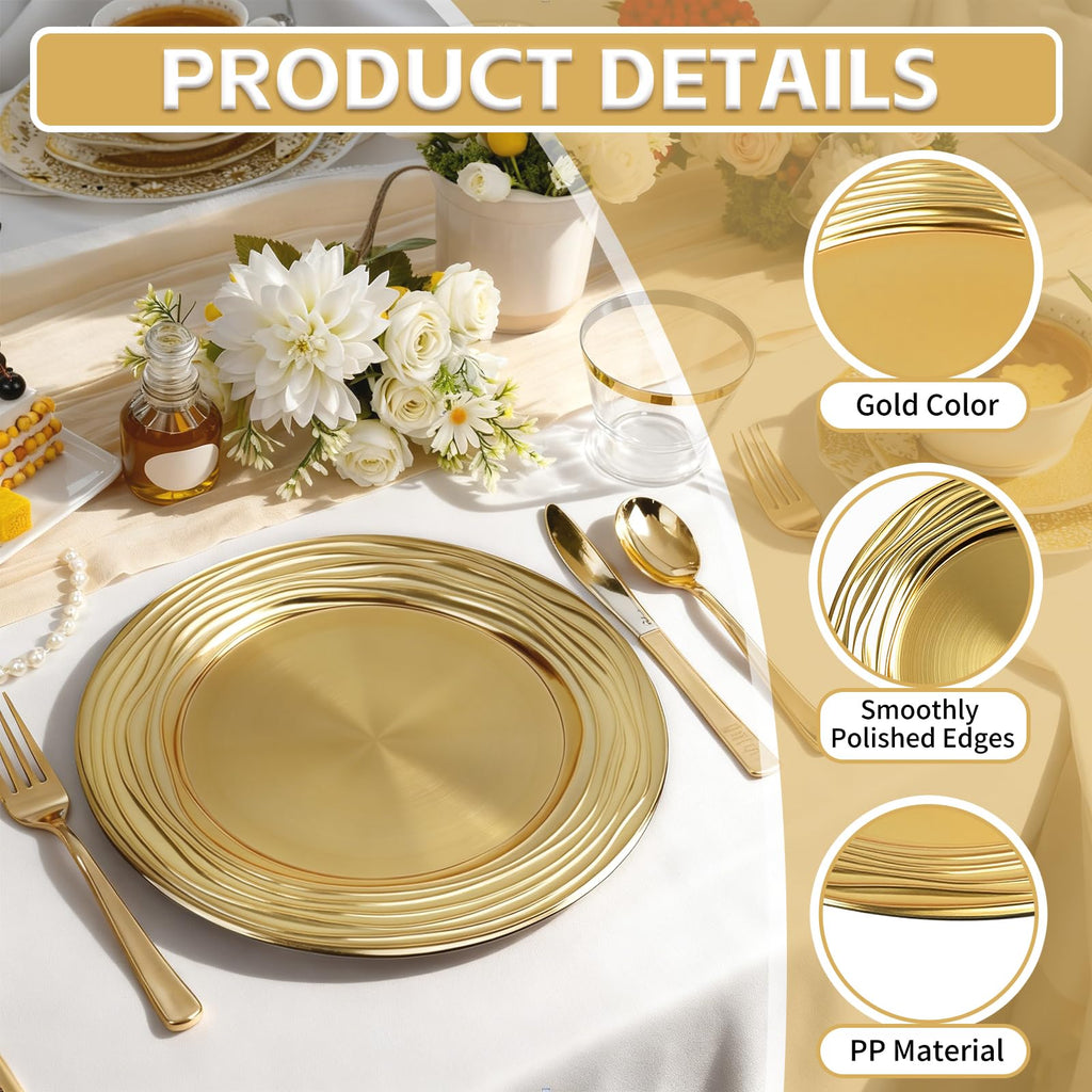12 Pcs 13 Inch Round Gold Charger Plates M587