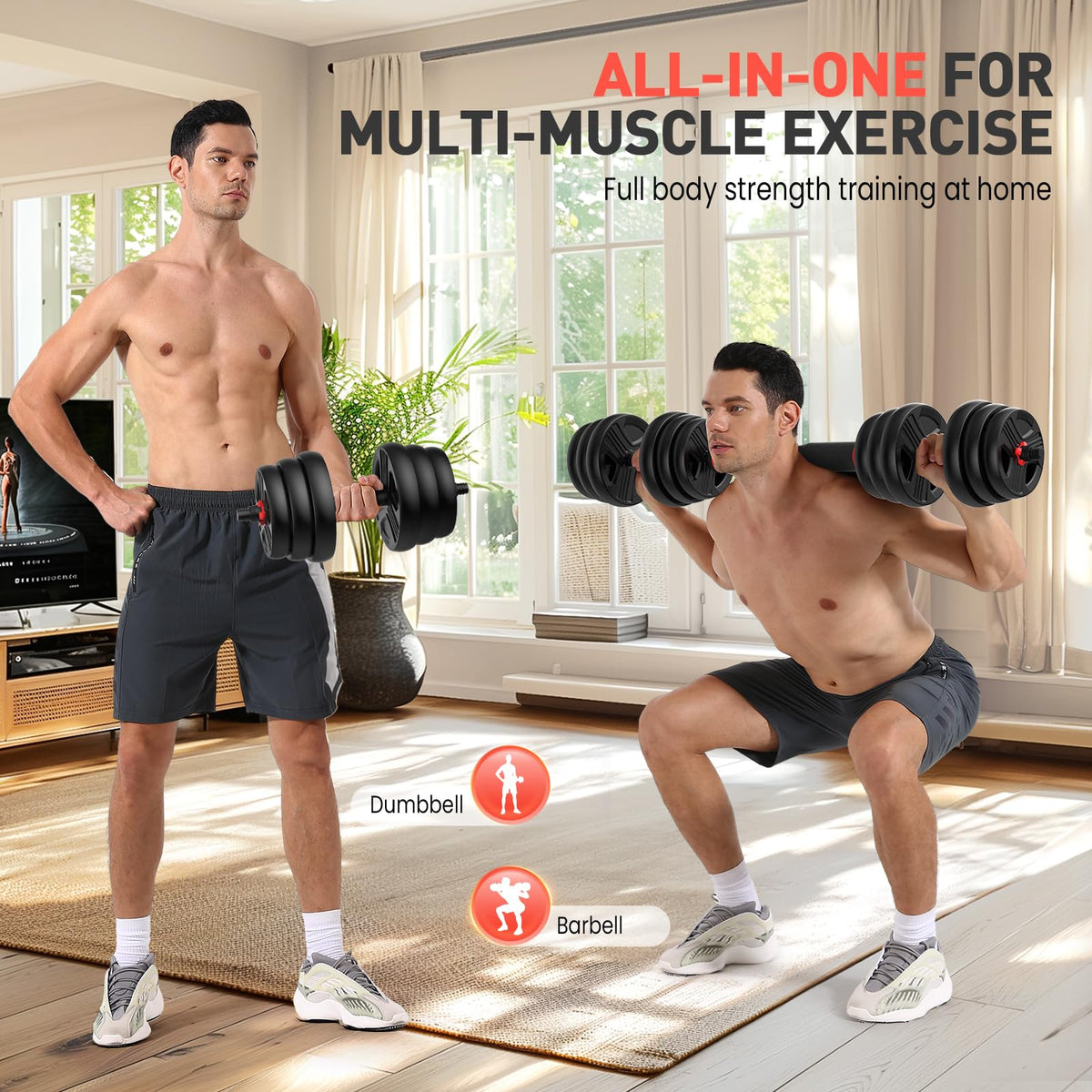 Adjustable Dumbbell Set 20/30/40/60/80 lb Free Weight Set Y51851