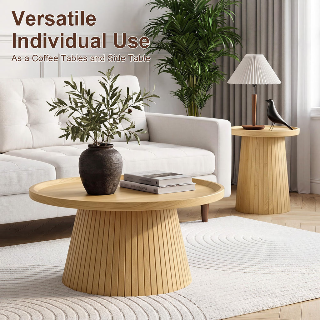 Coffee Table Set of 2 Fluted Drum U9895