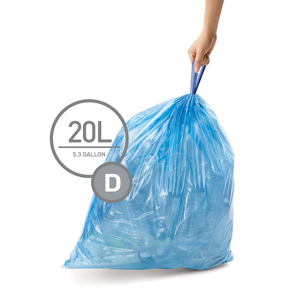 60 Count Drawstring Trash Bags, 20 Liter / 5.3 Gallon W883