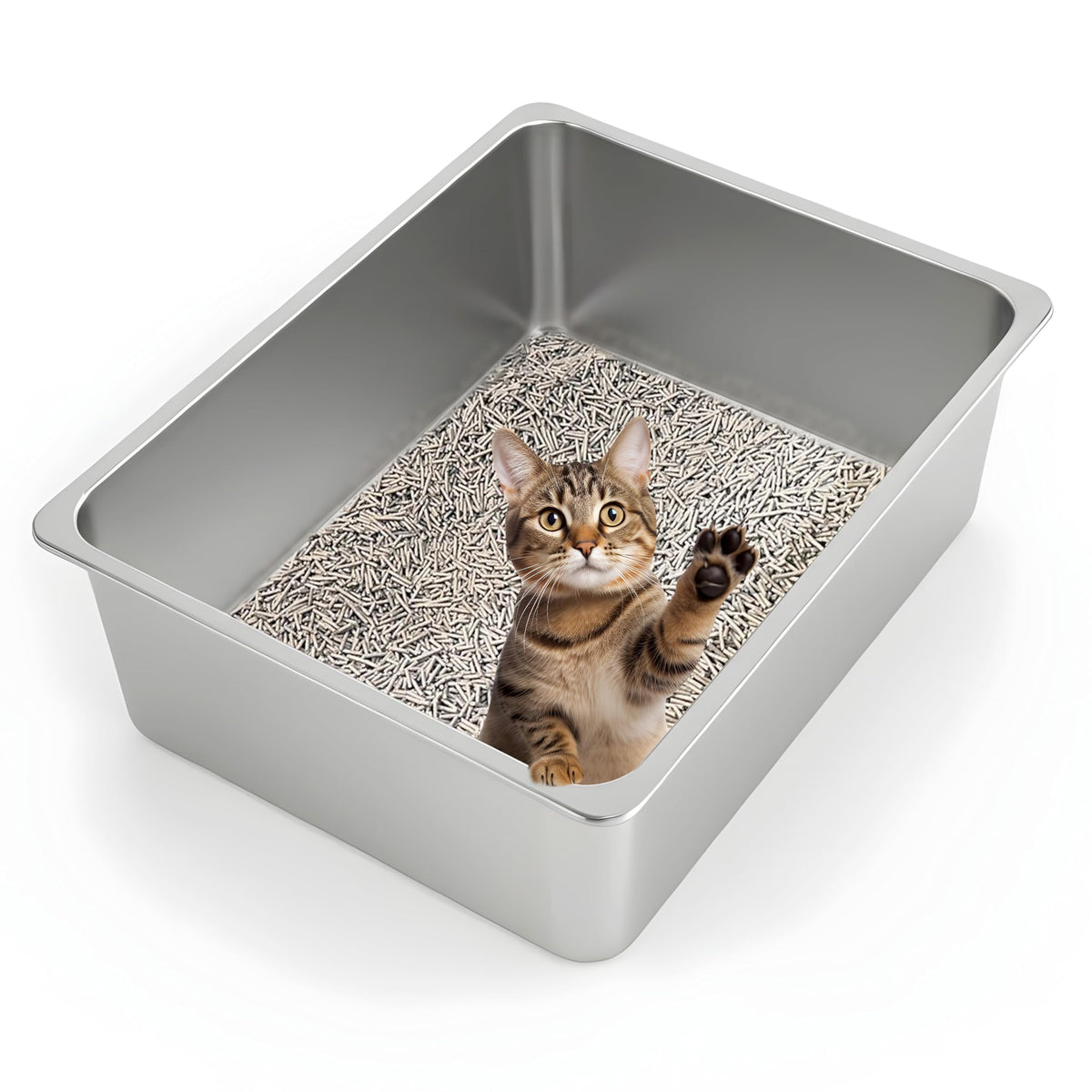 XL Stainless Steel High Sided Cat Litter Box K183
