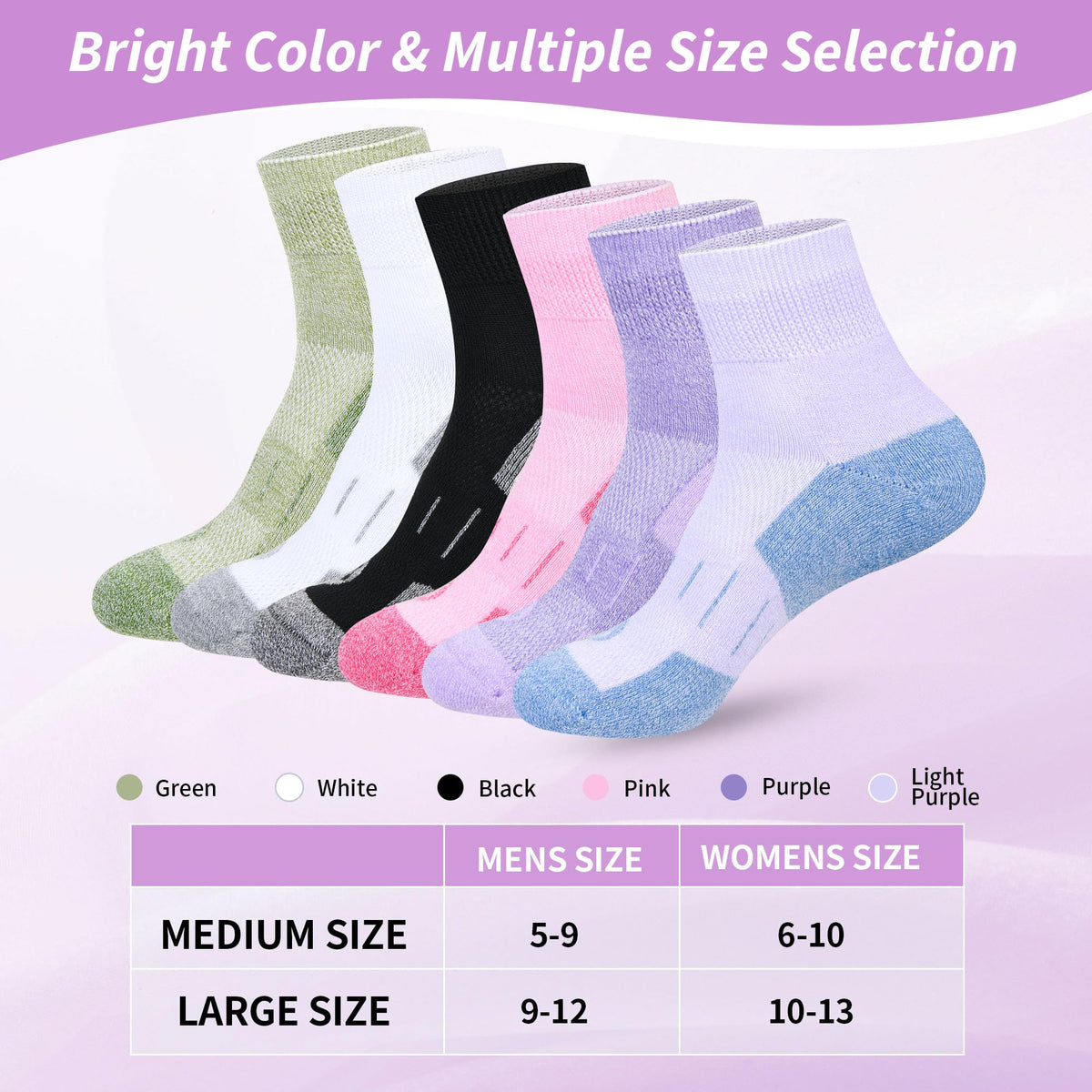 6 Pairs Wide Bamboo Viscose Non Binding Socks Z140785