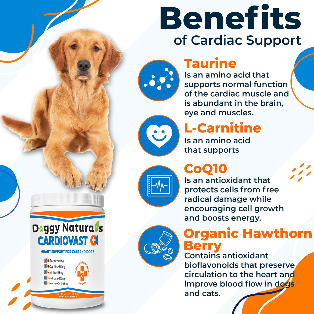Cardio Support Supplement for Dogs and Cats, 60 Soft Chew J17126