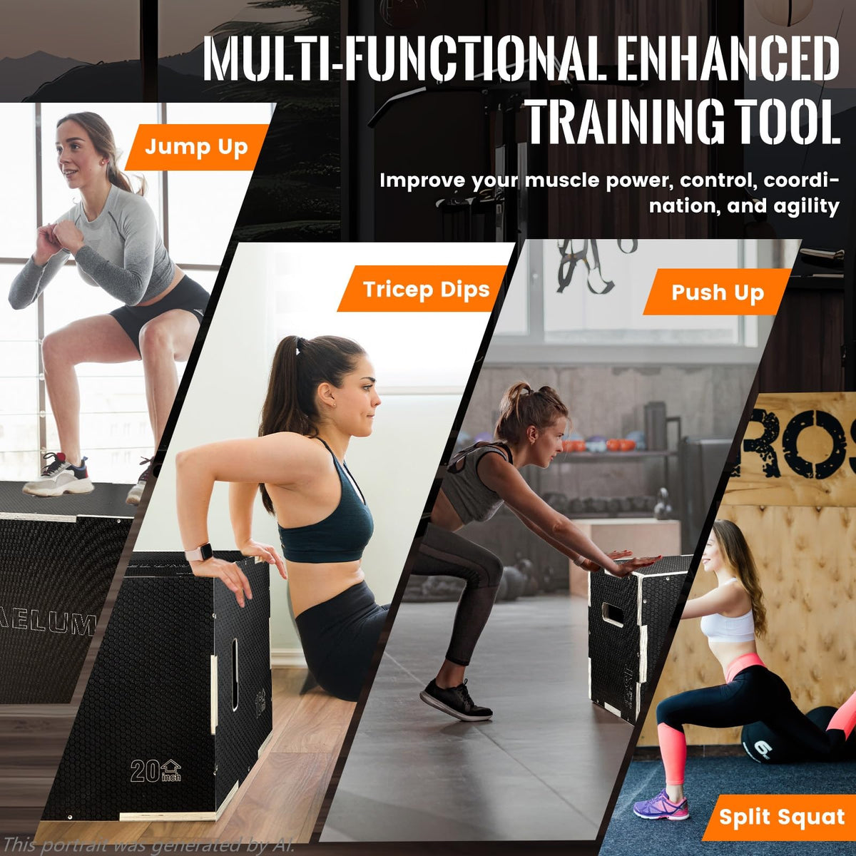 3-in-1 Non-Slip Wood Plyo Box U362407