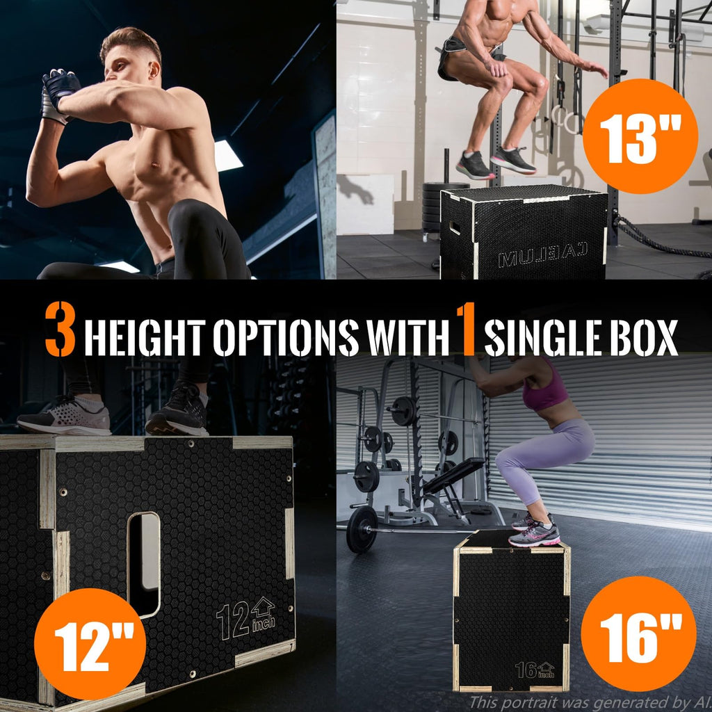 3-in-1 Non-Slip Wood Plyo Box U362407