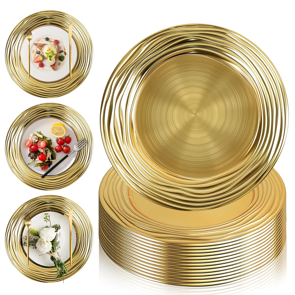 12 Pcs 13 Inch Round Gold Charger Plates M587