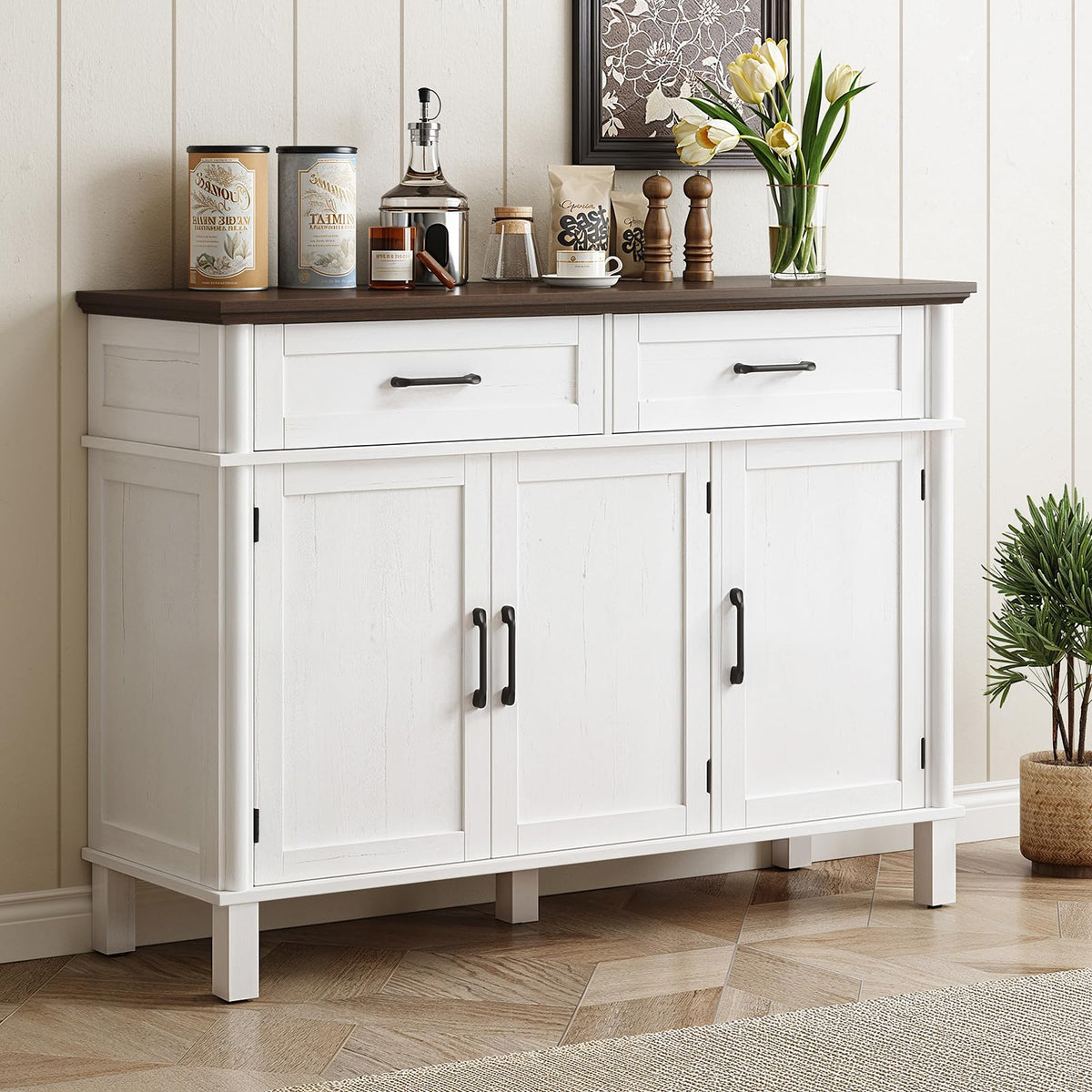 48 Inch Off White Buffet Cabinet with Storage B217945