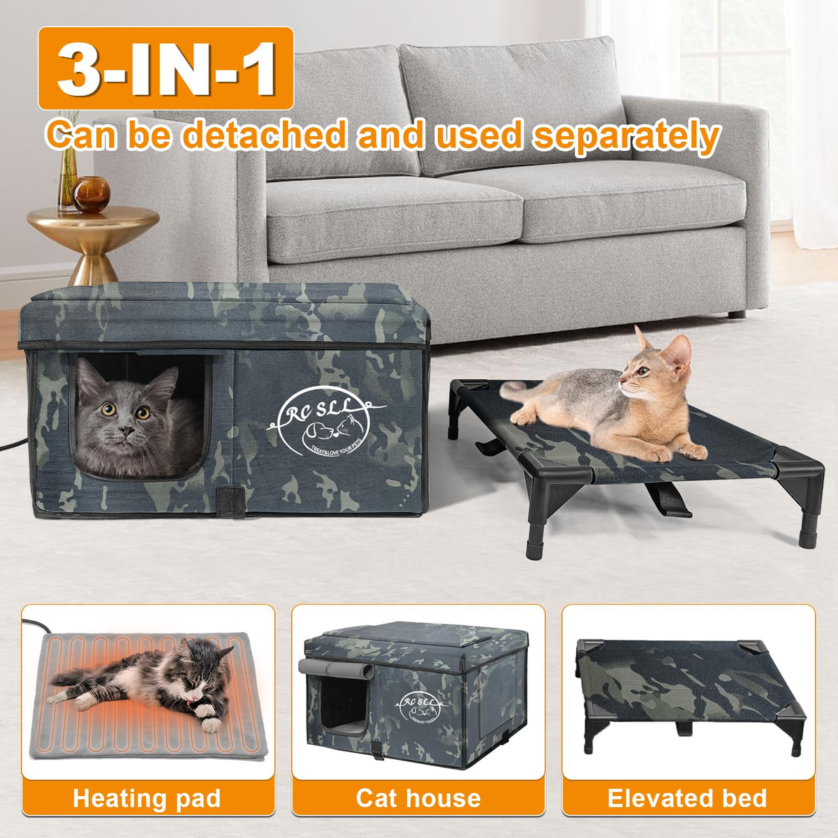 Heated Cat House with Escape Door H3081