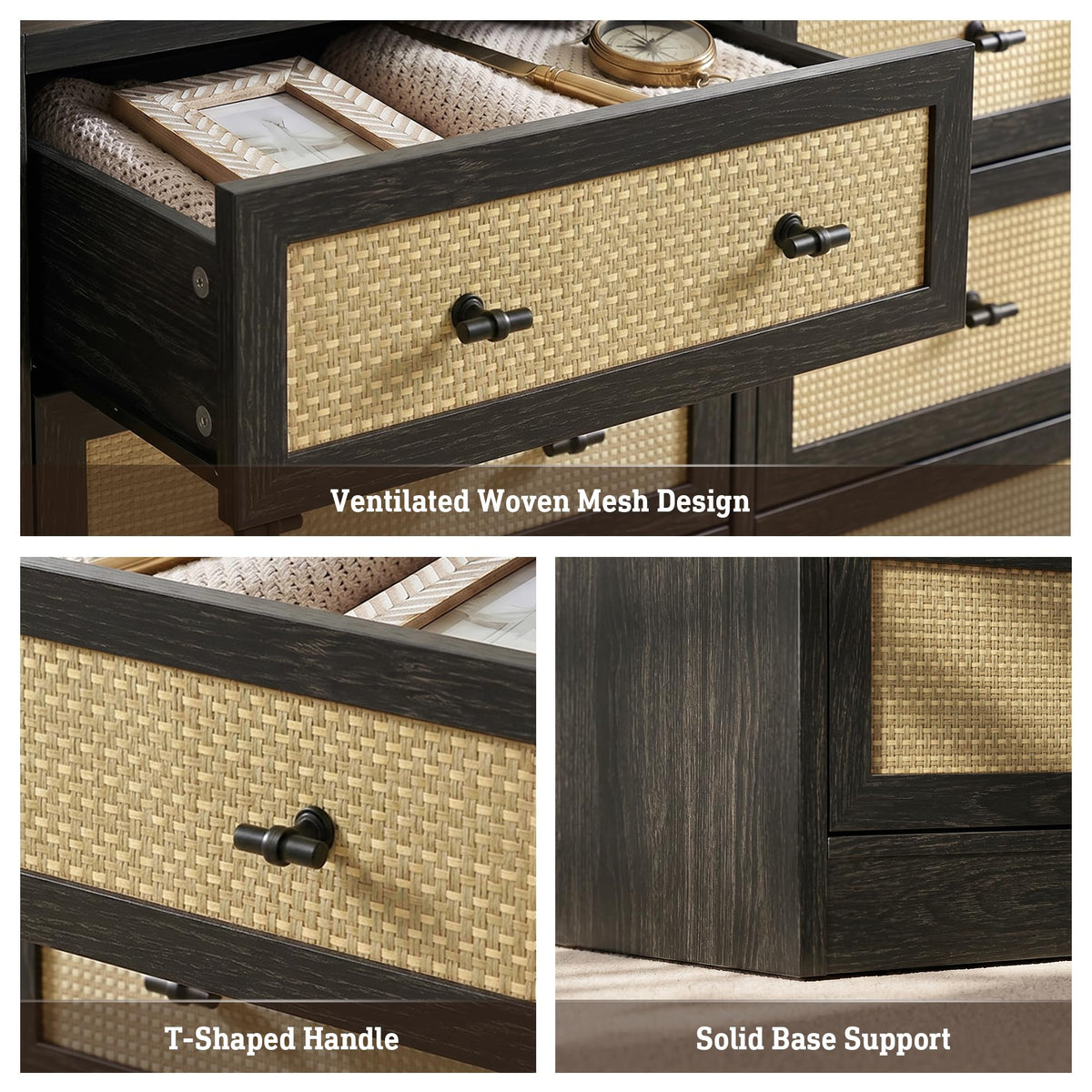 9 Drawer Rattan Dresser F2101